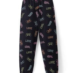Pine Kids Knit Full Length Stretchable Track Pants Text Print - Jet Black-image-63