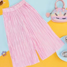 Pantaloons Junior Accordion Pleated Flared Pants - Baby Pink-image-62