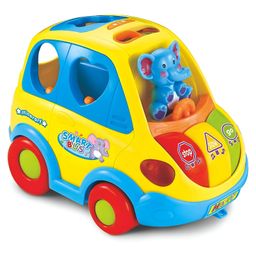 VELLIQUE Educational Light and Music Toy Car with Different Shapes and Colours Animals with Light and Music Activity Smart Bus Toy Car for Toddlers (Color May Vary)-18