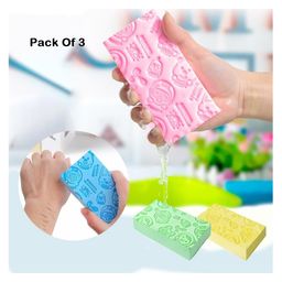 Baby Miniature Ultra Soft Exfoliating Sponge Soft Bath Scrubber For Kids Body Scrub - Multicolor ( Pack Of 3 )-picture-23