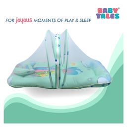 Baby Tales Little Dolphin Printed Baby Bedding with Mosquito Net - Light Green-4