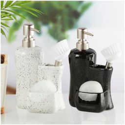 KOOKEE Ceramic Soap Dispenser for handwash for Bathroom, White/Black, (Set of 2) (10820)-image-69
