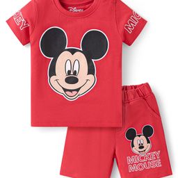 babyhug disney Babyhug DisneySingle Jersey Knit Half Sleeves T-Shirt & Shorts Set with Mickey Mouse Graphics - Red-picture-17