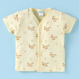 Tango Interlock Knit Half Sleeves Jhabla with Text Print - Yellow-image-83