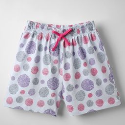 Evimo Single Jersey Knit Knee Length Shorts with Abstract Design - Light Blue-image-70