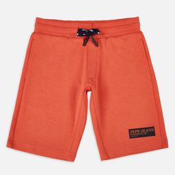 Pepe Jeans Cotton Knit Above Knee Length Shorts with Brand Text Print - Orange-image-99