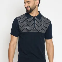 GABBLE & WOLSH Abstract Printed Polo Collar Regular Fit Pure Cotton T-Shirt-picture-11