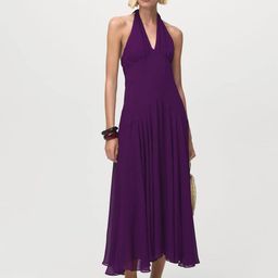 MANGO Halter Neck Sleeveless Fit & Flare Midi Dress-picture-0
