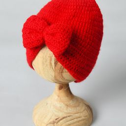 Funkrafts Pack Of 2 Floral & Bow Designed Beanie Caps - Red & White image 4