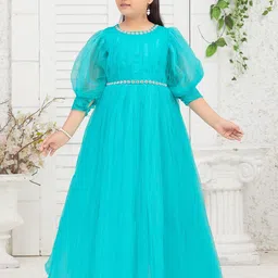 BAESD Girls Embellished Cuffed Sleeves Lace Net Gown-picture-49