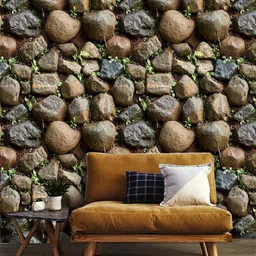 Jaamso Royals Green Stone Brick Printed Self Adhesive WallPaper-image-87