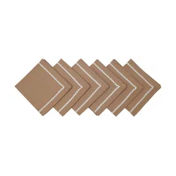 FOVEROS 6 Pieces Mustard Brown & White Cotton Dinner Table Napkins-28