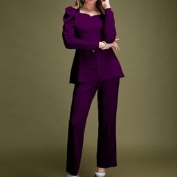 Mast & Harbour V-Neck Long Sleeves Top With Trousers Co-Ords-image-62