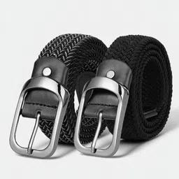 CRUSSET Men Pack of 2 Textured Casual Belt-image-30