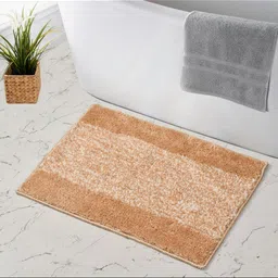 GBL COLLECTION Beige & White Textured Anti-Skid Bath Rug-image-64