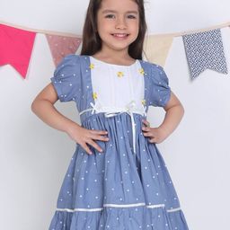 Soleilclo Polka Dot Print Puff Sleeve Fit & Flare Dress-image-80