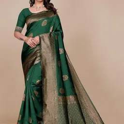 VS MALL Ethnic Motifs Woven Design Art Silk Saree-image-35
