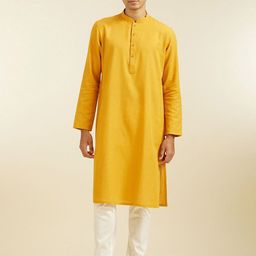 Diwas by Manyavar Mandarin Collar Pure Cotton Straight Kurta With Pyjama-image-68