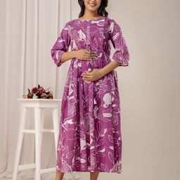 Nayo Floral Print Maternity Maxi Dress-image-44
