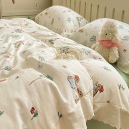 JC HOME Green & White Ethnic Motifs Polycotton 3 Piece Double King Regular Bedding Set-image-46