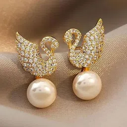 AGARWALPRODUCT Gold-Plated Artificial Studded And Perals Beaded Quirky Drop Earrings-picture-23