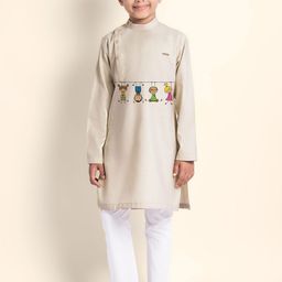 DEVOILER Boys Ethnic Motifs Printed Thread Work Kurta-10