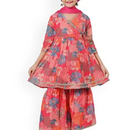 Kidotsav Girls Floral Printed Kurti with Sharara & Dupatta-picture-31