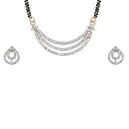 Mamata Silver-Plated Artificial Stones Studded & Beaded Mangalsutra-image-70