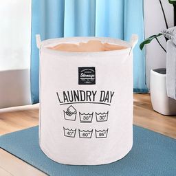 Kuber Industries White Foldable Washing Clothes Basket-37