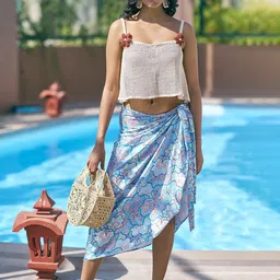 Curvy Lane Printed Round Neck Swimwear CoverupSet-image-42