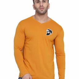 Blisstone Solid V-Neck Regular Sleeves Cotton Applique Regular Fit T-Shirt-image-88