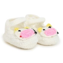 MayRa Knits Hand Knitted Animal Pattern Crochet Booties - White-picture-36