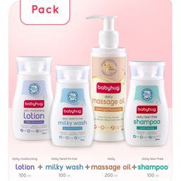 Babyhug Daily Massage Oil-200 ml,Wash,Shampoo,Lotion-100 ml Combo (Pack of 4)-image-52