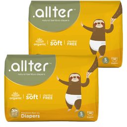 Allter Organic Bamboo Feet Print Taped Diapers For Small Size - 32 Pieces(Pack of 2)-image-65