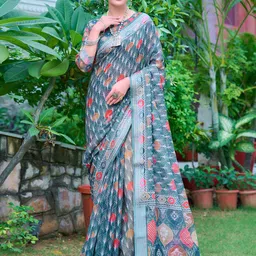 Anouk Rustic Ethnic Motifs Zari Block Print Saree image 2