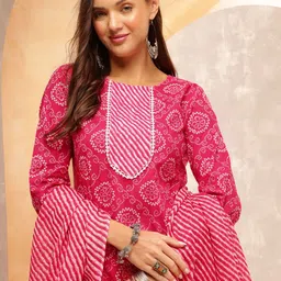 Anouk Women Ethnic Motifs Printed Regular Pure Cotton Kurta with Trousers & With Dupatta-20