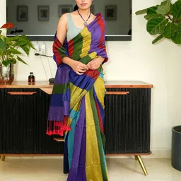 Uttaraa Colourblocked Pure Cotton Saree with Blouse Piece-50