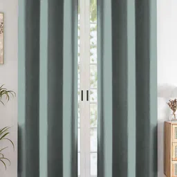 Aura Green Set of 2 Black Out Long Door Curtain-4