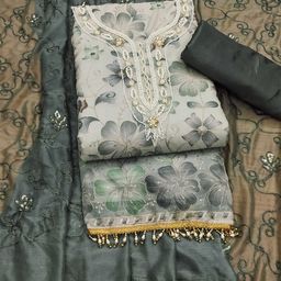 SAINOOR Embroidered Organza Unstitched Dress Material-image-10