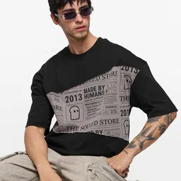 The Souled Store Men Typography Printed Round Neck Cotton Oversized T-shirt-image-51