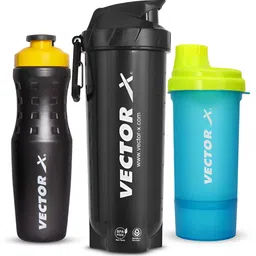 VECTOR X Black & Blue 3 Pieces Brand Logo Printed Shaker Sports Water Bottle 800ml-image-15