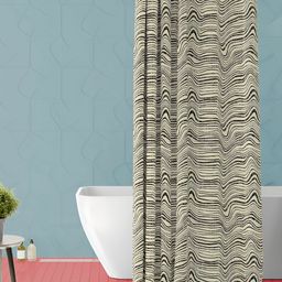 ArtzFolio Beige and Black Abstract Printed Waterproof Shower Curtain-15
