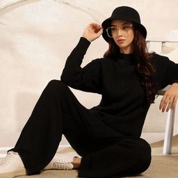 ETC Self Design Mock Collar Acrylic Sweater With Trousers-picture-42