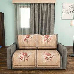 Kuber Industries Brown & Red Printed Cotton 4 Piece Sofa Cover-22
