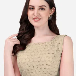 HERE&NOW Embroidered Boat Neck Saree Blouse-48
