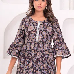 BAESD Floral Print Flared Sleeve Cotton Top-picture-5