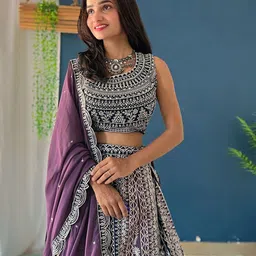 NARI DREAM Embroidered Sequinned Ready To Wear Lehenga & Unstitched Blouse With Dupatta-picture-20