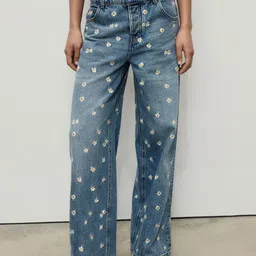 MANGO Women Regular Fit Mid-Rise Printed Jeans-image-27