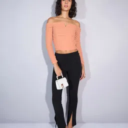 SASSAFRAS Off-Shoulder Net Bardot Top image 5