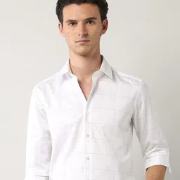 Arrow New York Slim Fit Windowpane Checked Opaque Pure Cotton Formal Shirt-picture-46